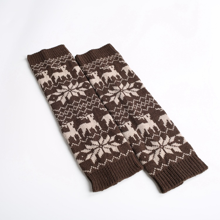 Knitting Wool Gloves For Christmas Calf Leg Sleeve Warm Winter Elk Socks